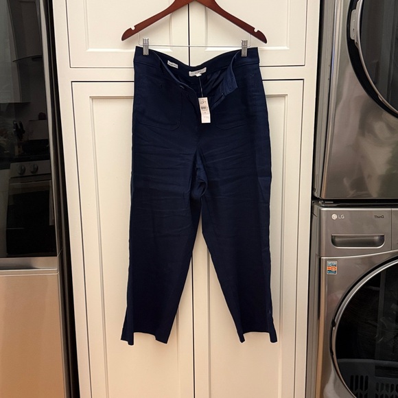Loft Navy Blue Linen Wide Leg Pants NWT - Picture 1 of 4
